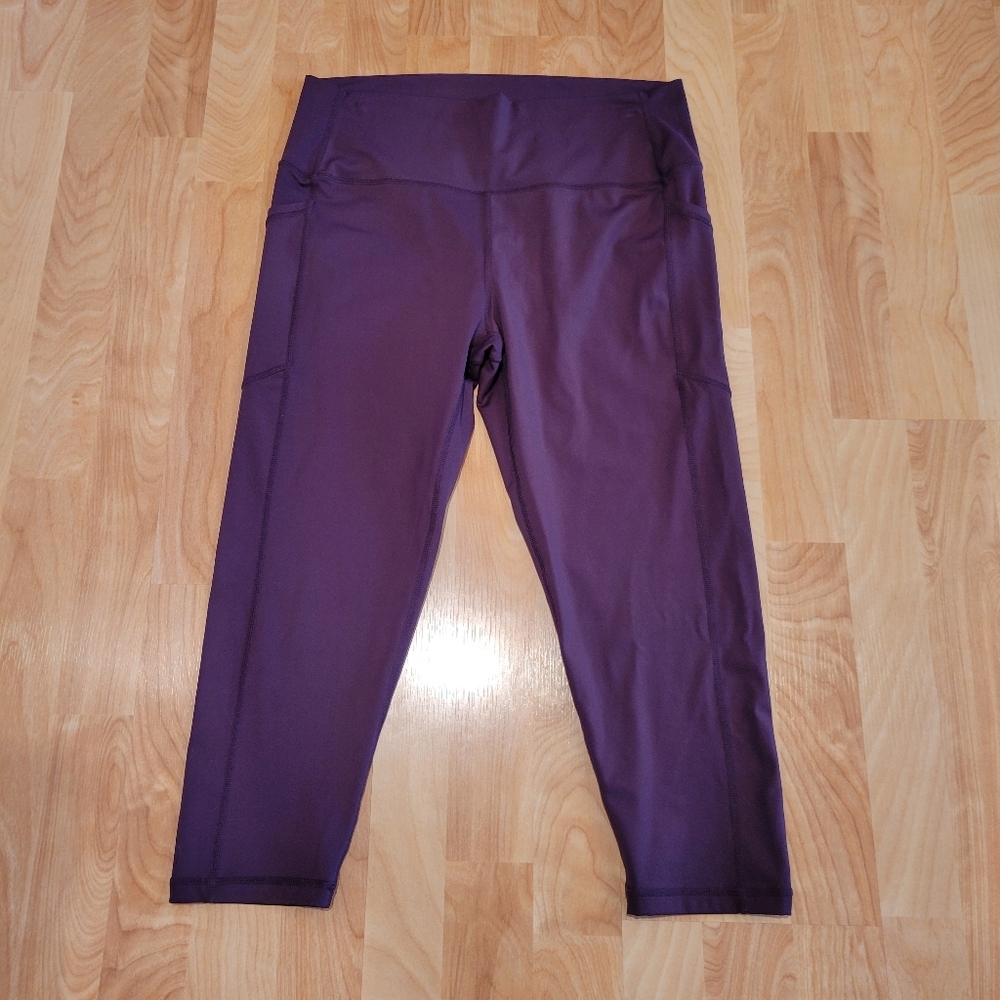 ZYIA Active Pocket Brilliant Crop Leggings 20 Inch Purple Size 16 Size 18 - Picture 3 of 7